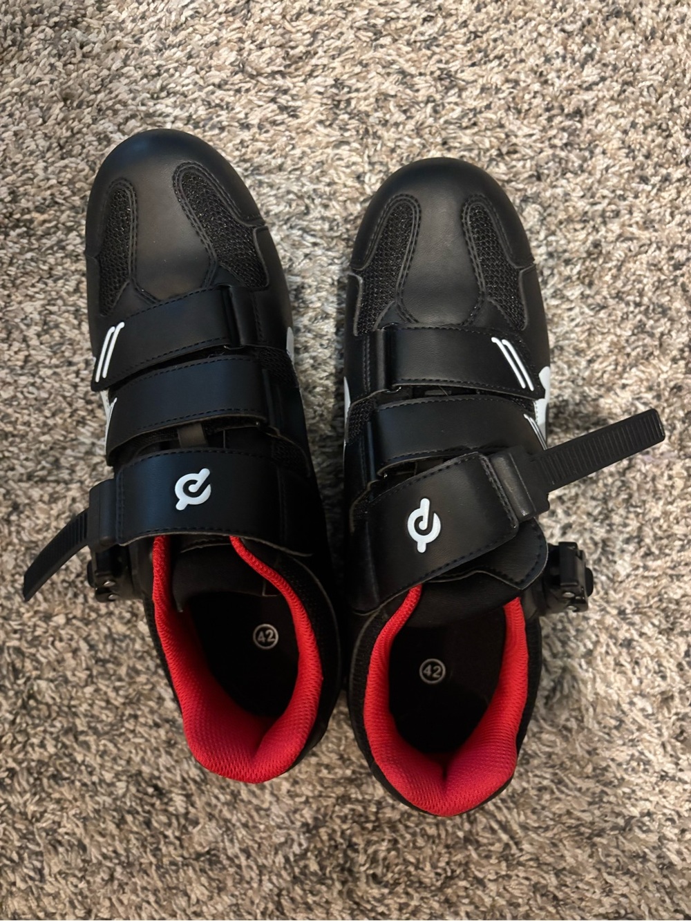 Unisex Black and Red Cycling Shoes with Secure Straps